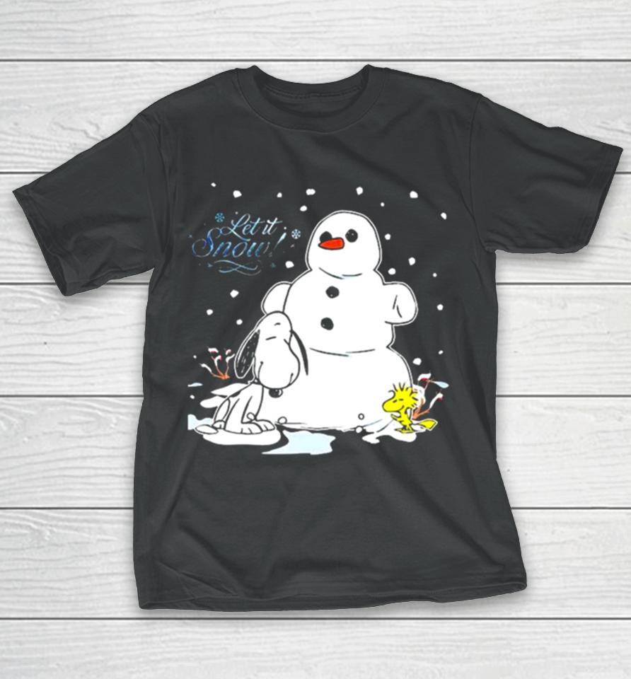 Snoopy And Woodstock Let It Snow Christmas 2023 Illustration T-Shirt