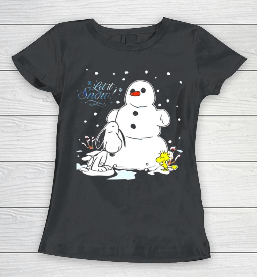 Snoopy And Woodstock Let It Snow Christmas 2023 Illustration Women T-Shirt