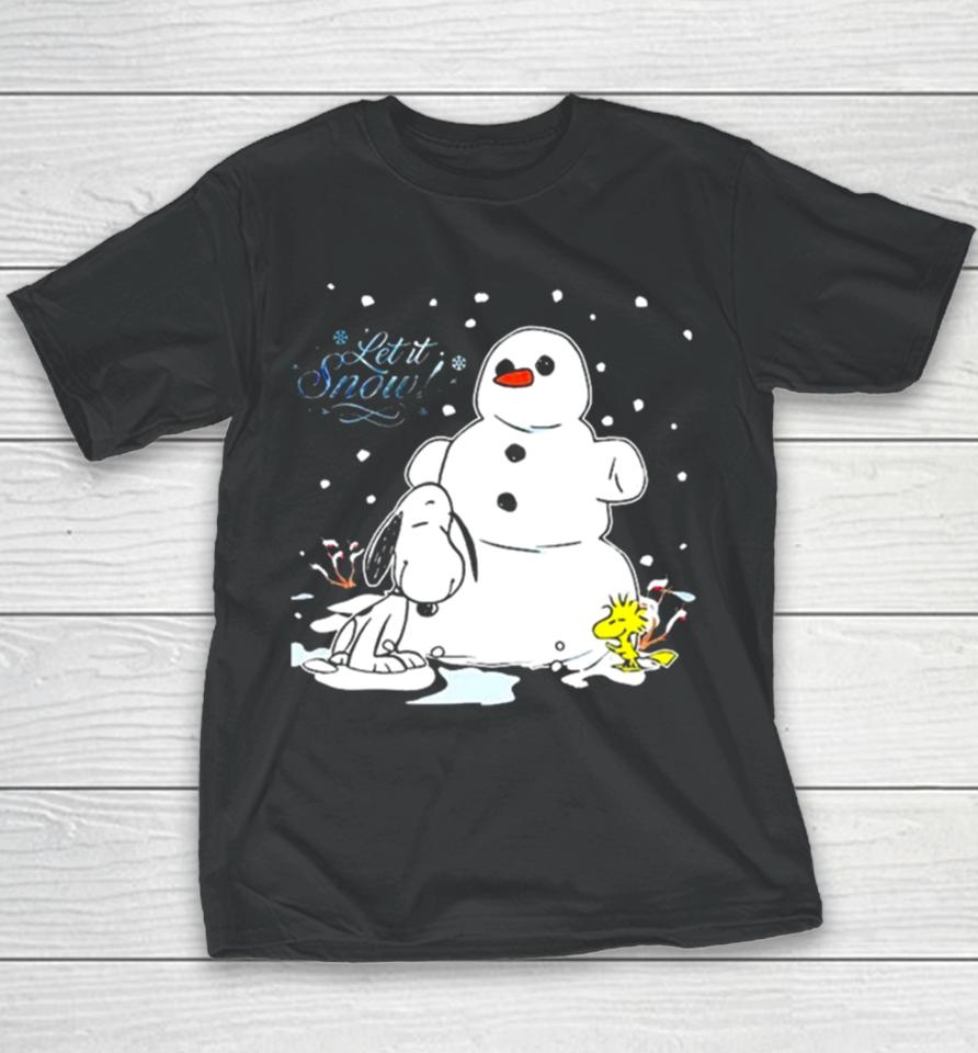 Snoopy And Woodstock Let It Snow Christmas 2023 Illustration Youth T-Shirt