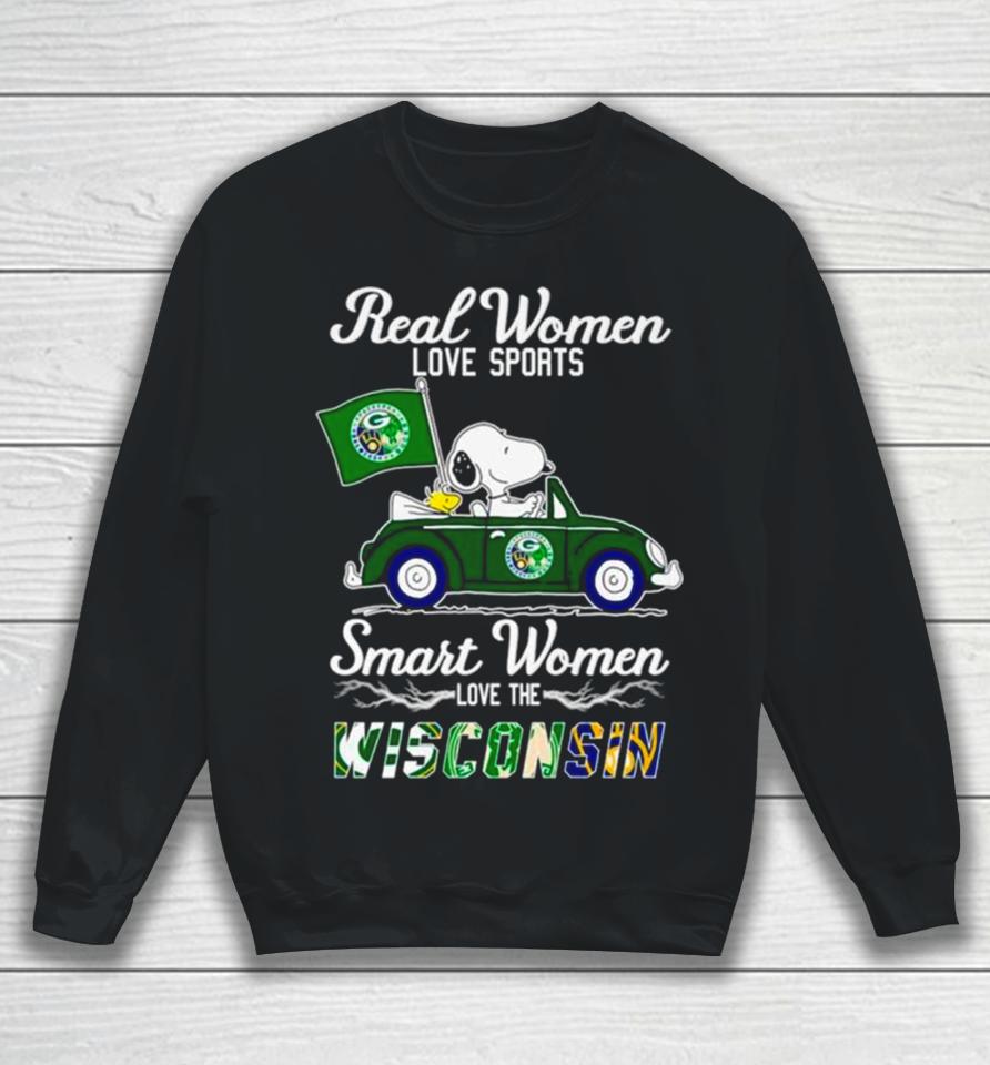 Snoopy And Woodstock Real Women Love Sports Smart Women Love The Wisconsin Sweatshirt