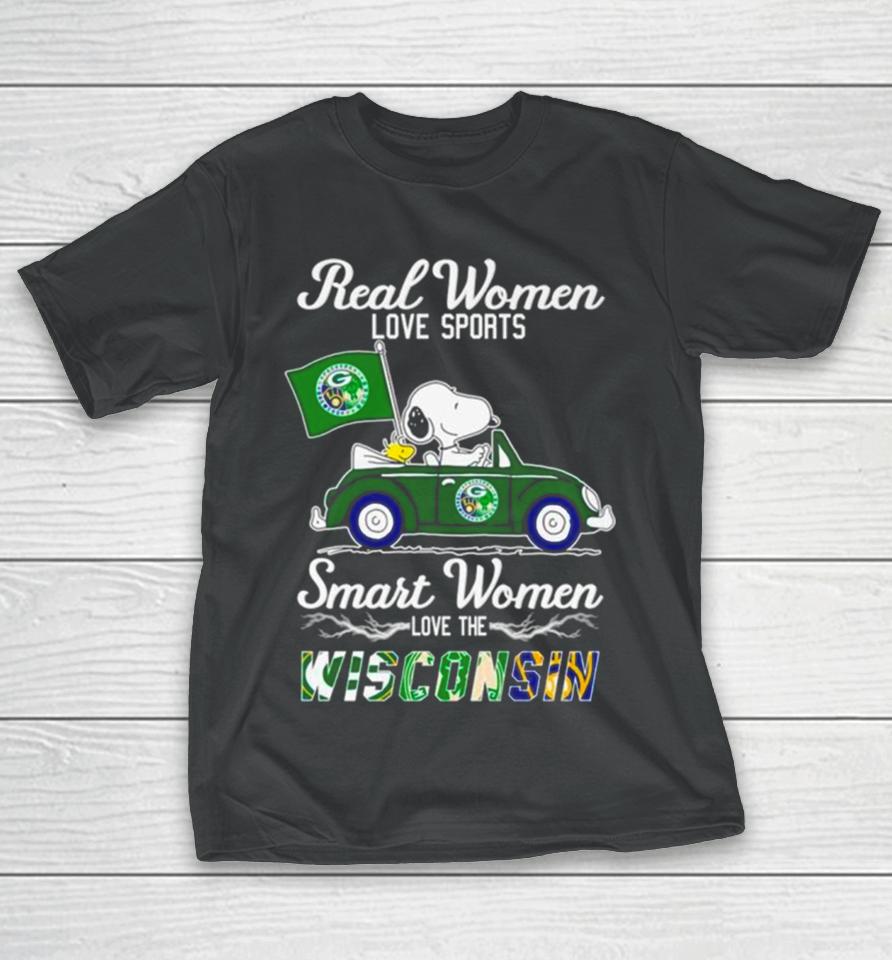 Snoopy And Woodstock Real Women Love Sports Smart Women Love The Wisconsin T-Shirt