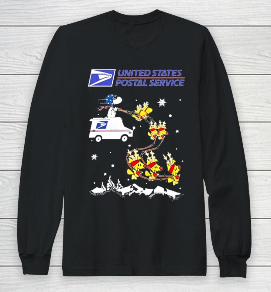 Snoopy And Woodstock Reindeers United States Postal Service Christmas 2023 Sweatshirts Long Sleeve T-Shirt