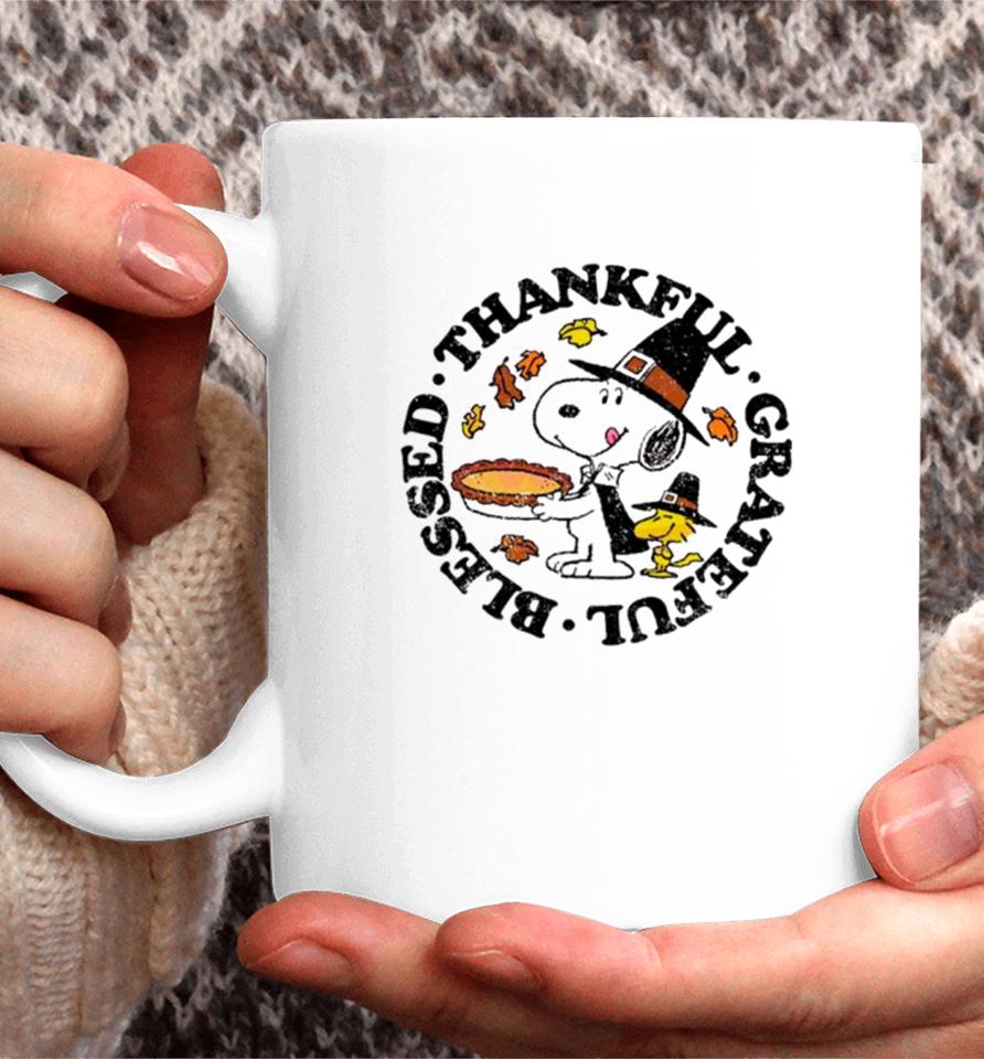 Snoopy And Woodstock Thankful Grateful Blessed Coffee Mug