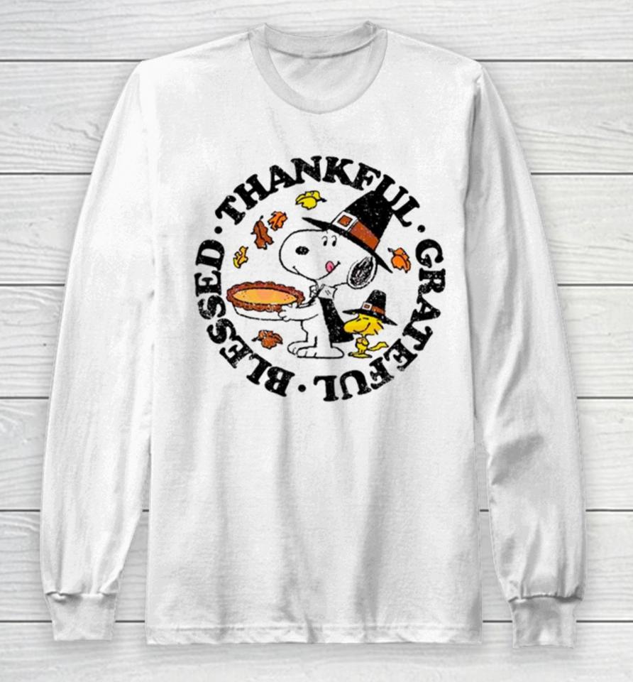 Snoopy And Woodstock Thankful Grateful Blessed Long Sleeve T-Shirt