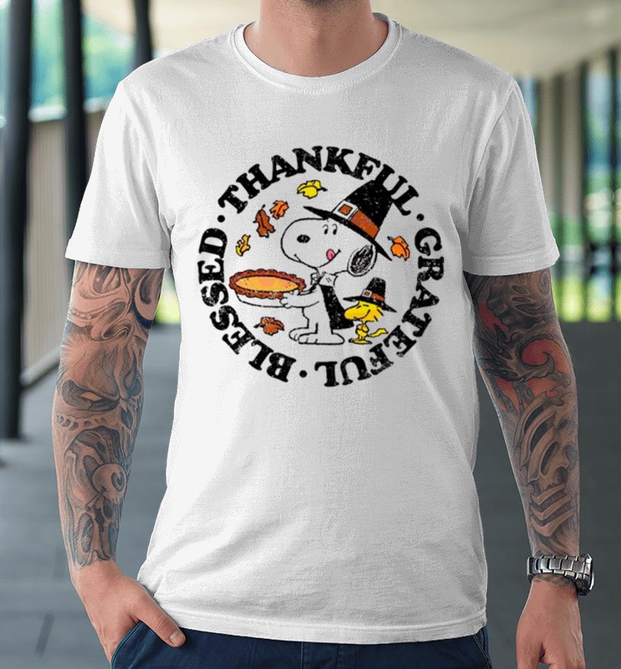 Snoopy And Woodstock Thankful Grateful Blessed Premium T-Shirt