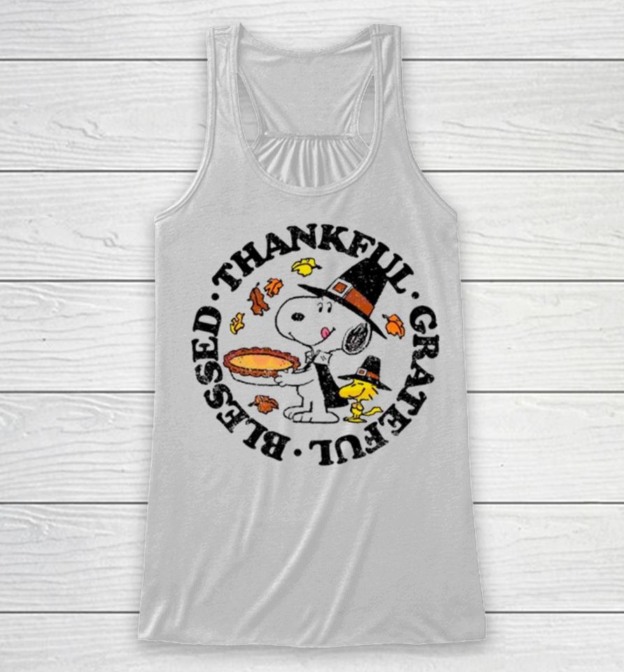 Snoopy And Woodstock Thankful Grateful Blessed Racerback Tank
