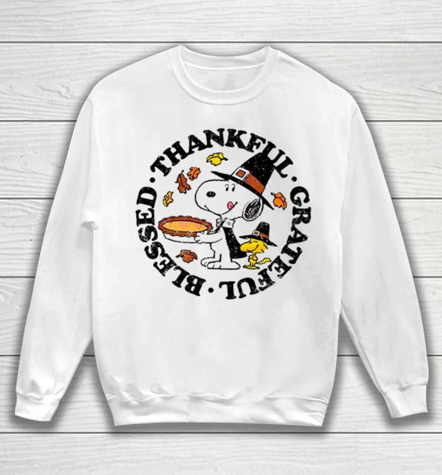 Snoopy And Woodstock Thankful Grateful Blessed Sweatshirt