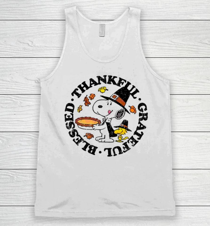 Snoopy And Woodstock Thankful Grateful Blessed Unisex Tank Top
