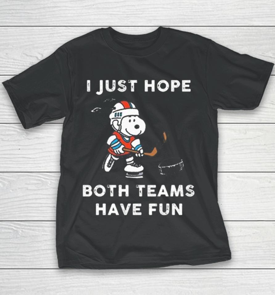Snoopy Boston Bruins I Just Hope Both Teams Have Fun Youth T-Shirt