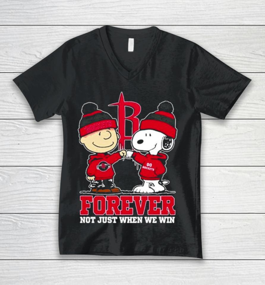 Snoopy Fist Bump Charlie Brown Houston Rockets Forever Not Just When We Win Unisex V-Neck T-Shirt