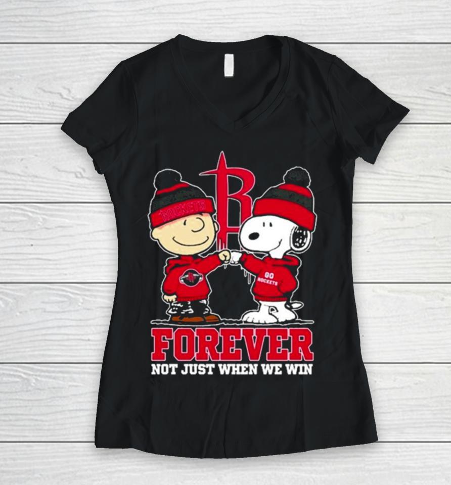 Snoopy Fist Bump Charlie Brown Houston Rockets Forever Not Just When We Win Women V-Neck T-Shirt