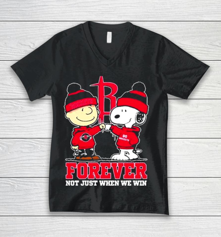 Snoopy Fist Bump Charlie Brown Houston Rockets Forever Not Just When We Win Sshirts Unisex V-Neck T-Shirt