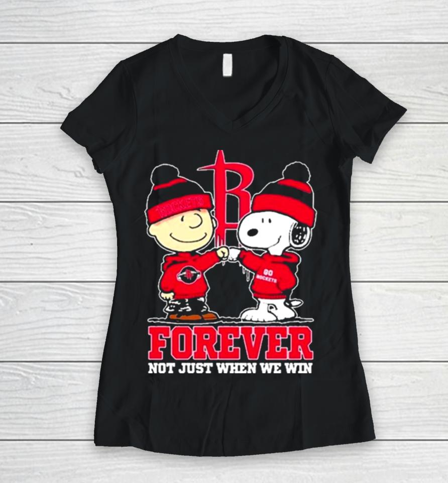 Snoopy Fist Bump Charlie Brown Houston Rockets Forever Not Just When We Win Sshirts Women V-Neck T-Shirt