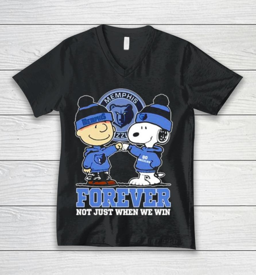 Snoopy Fist Bump Charlie Brown Memphis Grizzlies Forever Not Just When We Win Unisex V-Neck T-Shirt