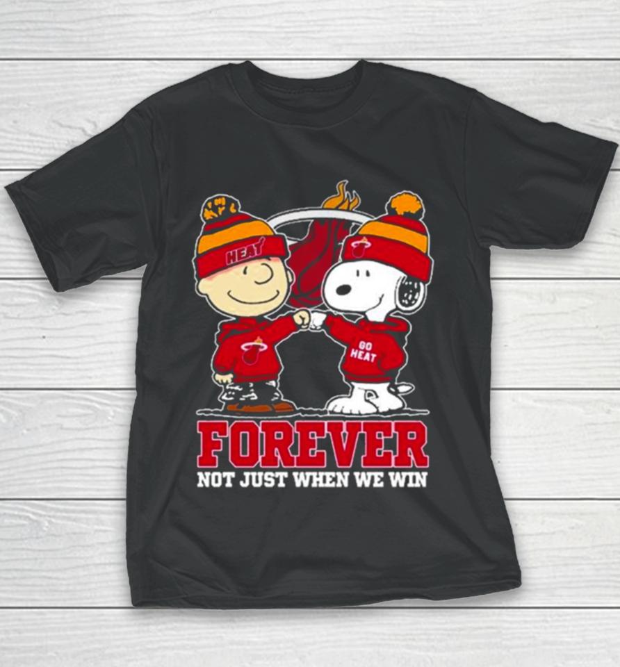 Snoopy Fist Bump Charlie Brown Miami Heat Forever Not Just When We Win Youth T-Shirt
