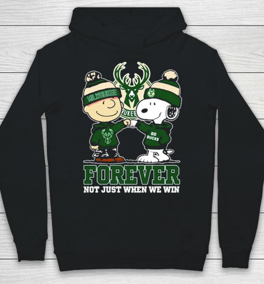 Snoopy Fist Bump Charlie Brown Milwaukee Bucks Forever Not Just When We Win Hoodie