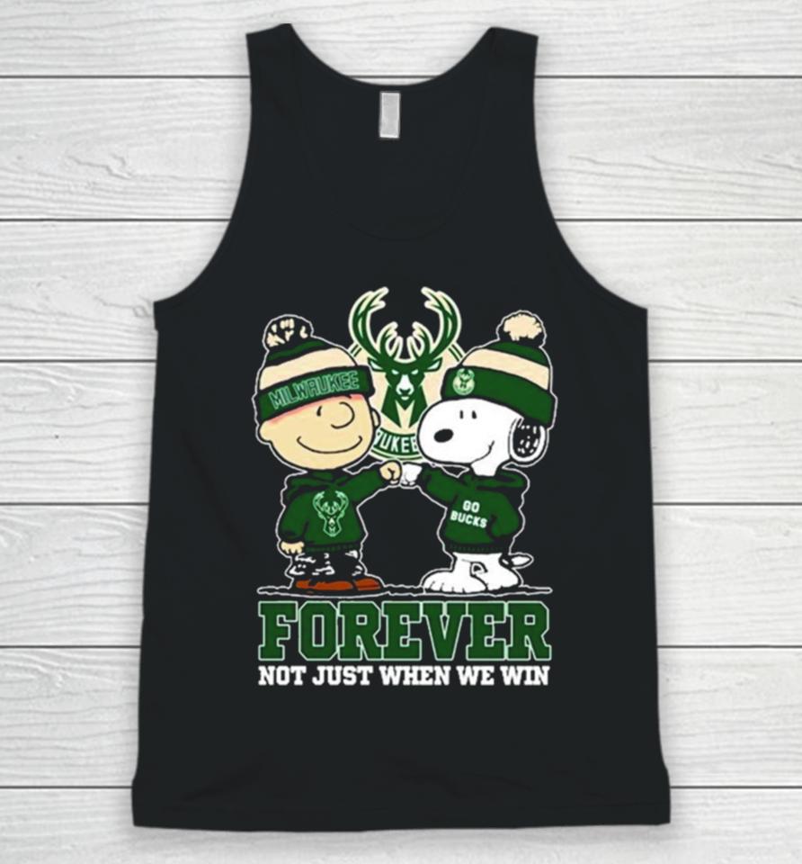 Snoopy Fist Bump Charlie Brown Milwaukee Bucks Forever Not Just When We Win Unisex Tank Top