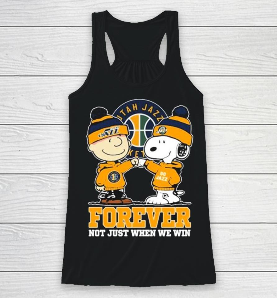 Snoopy Fist Bump Charlie Brown Utah Jazz Forever Not Just When We Win Racerback Tank