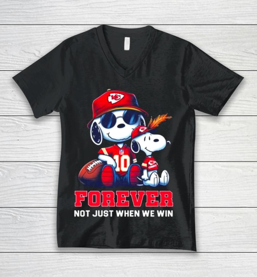 Snoopy Kansas City Chiefs 2024 Forever Not Just When We Win Unisex V-Neck T-Shirt