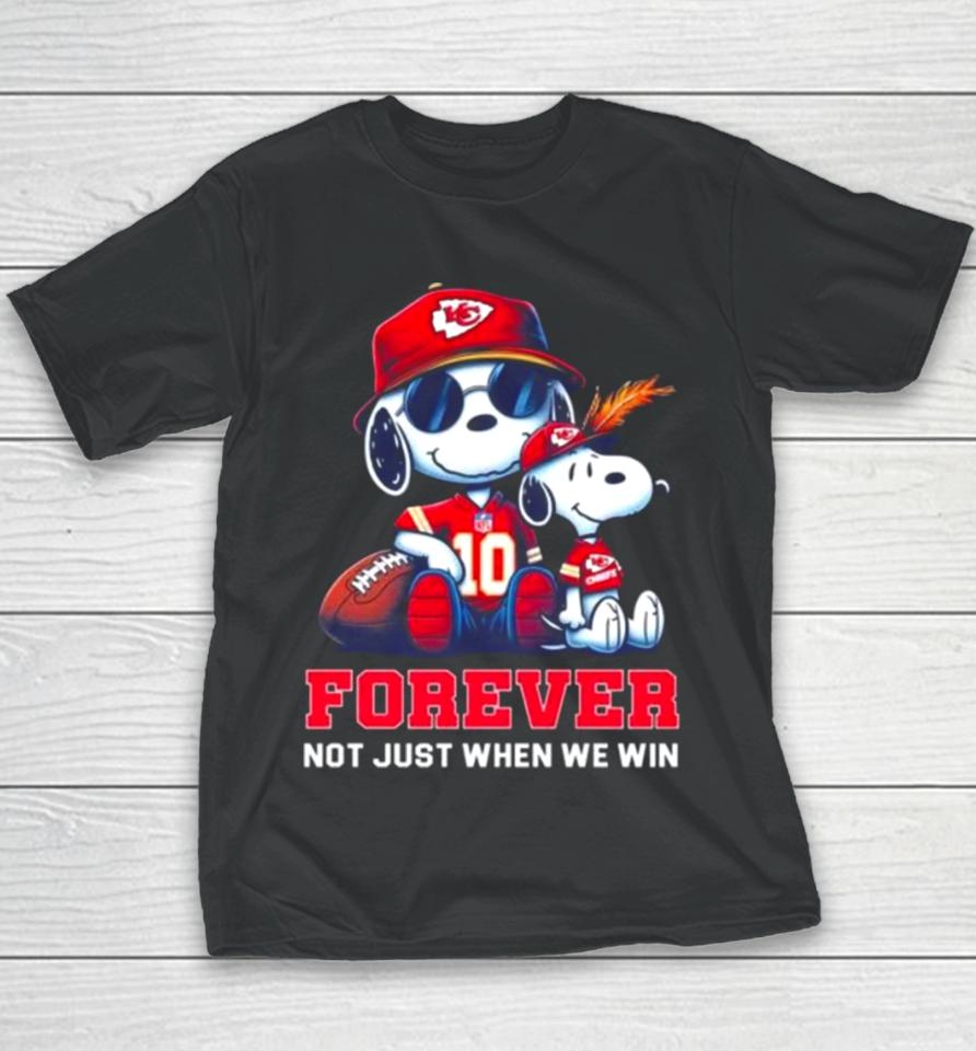 Snoopy Kansas City Chiefs 2024 Forever Not Just When We Win Youth T-Shirt