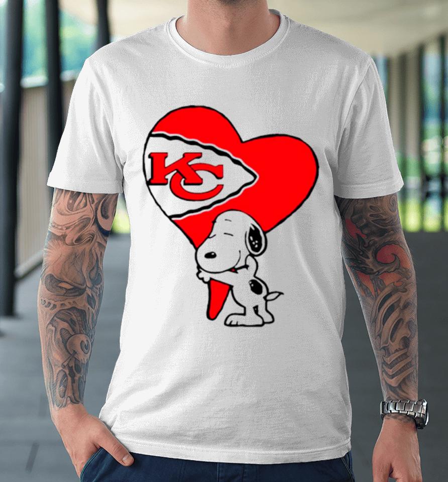 Snoopy Kc Kansas City Chiefs Heart Love Cartoon Football Premium T-Shirt
