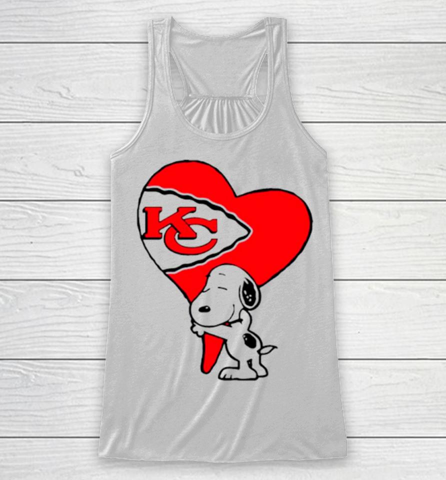 Snoopy Kc Kansas City Chiefs Heart Love Cartoon Football Racerback Tank