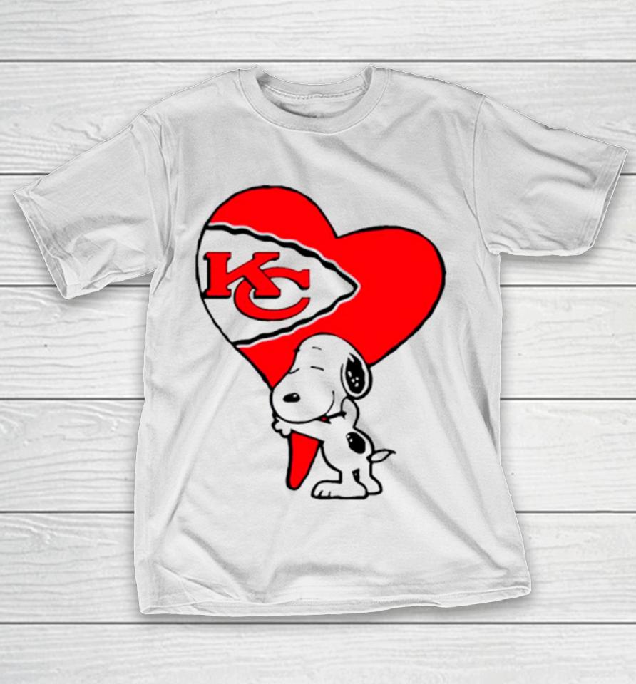 Snoopy Kc Kansas City Chiefs Heart Love Cartoon Football T-Shirt