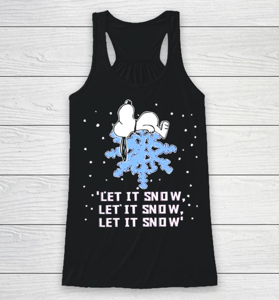 Snoopy Lying On Snowflake Let It Snow Christmas 2023 Illustration Racerback Tank