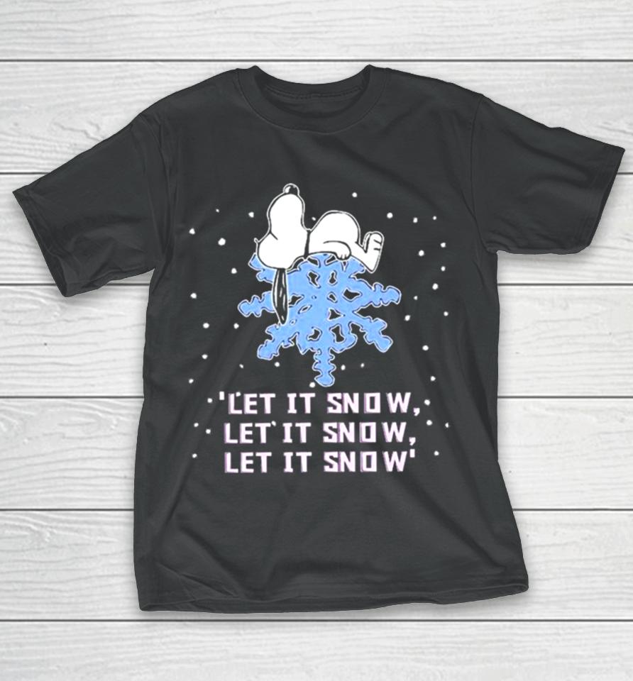 Snoopy Lying On Snowflake Let It Snow Christmas 2023 Illustration T-Shirt