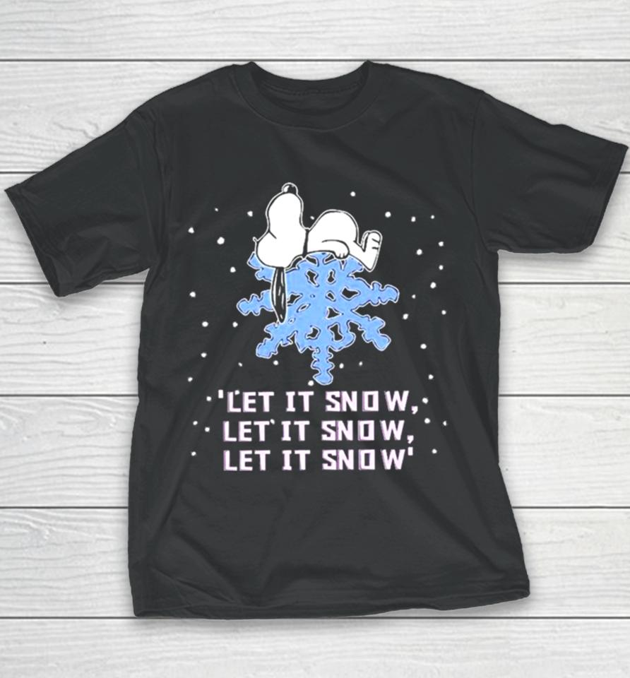 Snoopy Lying On Snowflake Let It Snow Christmas 2023 Illustration Youth T-Shirt