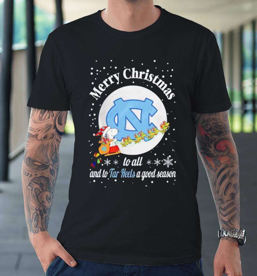 Snoopy Merry Christmas To All And To North Carolina Tar Heels A Good Season Premium T-Shirt