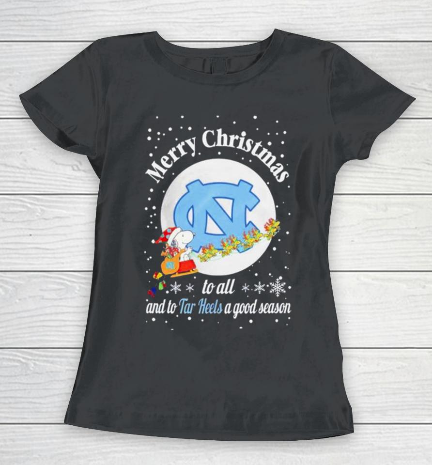 Snoopy Merry Christmas To All And To North Carolina Tar Heels A Good Season Women T-Shirt