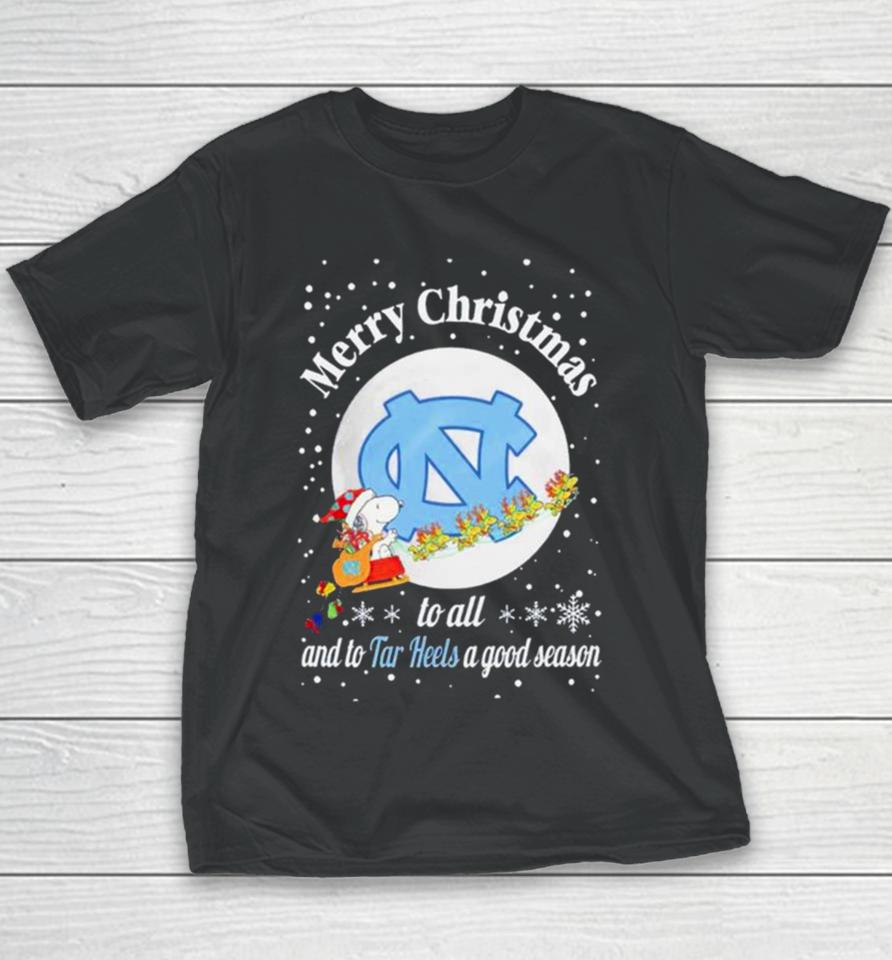 Snoopy Merry Christmas To All And To North Carolina Tar Heels A Good Season Youth T-Shirt