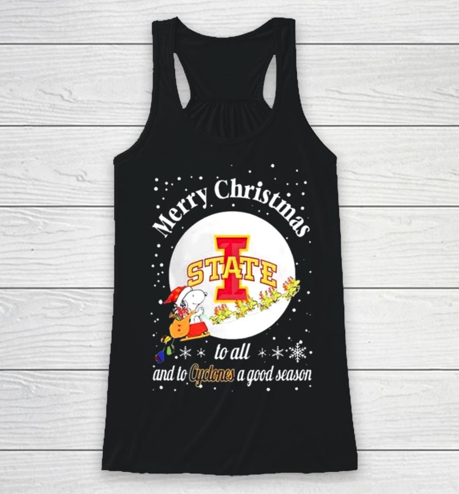 Snoopy Merry Christmas To All And To State Cyclones A Good Season Racerback Tank