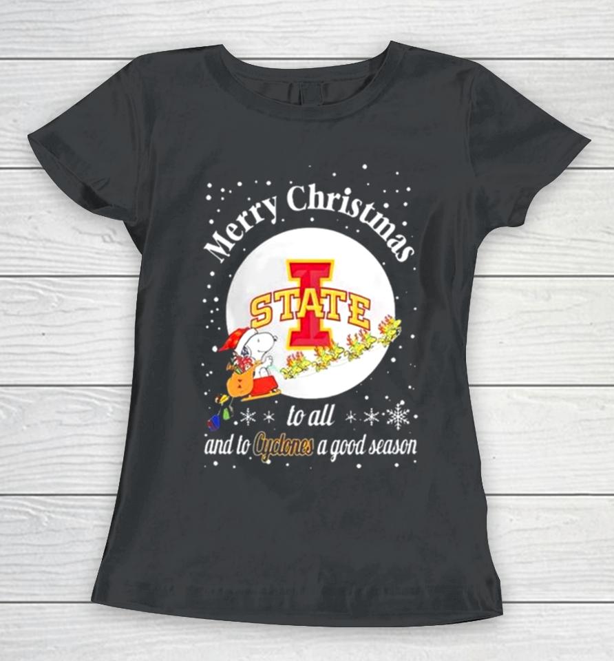Snoopy Merry Christmas To All And To State Cyclones A Good Season Women T-Shirt