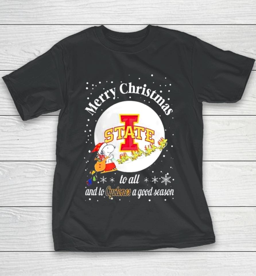 Snoopy Merry Christmas To All And To State Cyclones A Good Season Youth T-Shirt
