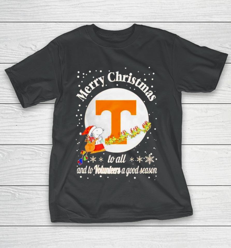Snoopy Merry Christmas To All And To Tennessee Volunteers A Good Season T-Shirt