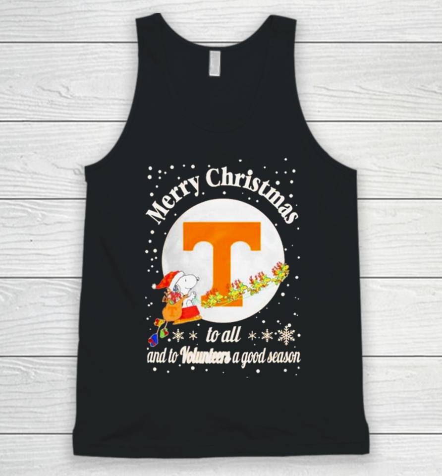 Snoopy Merry Christmas To All And To Tennessee Volunteers A Good Season Unisex Tank Top