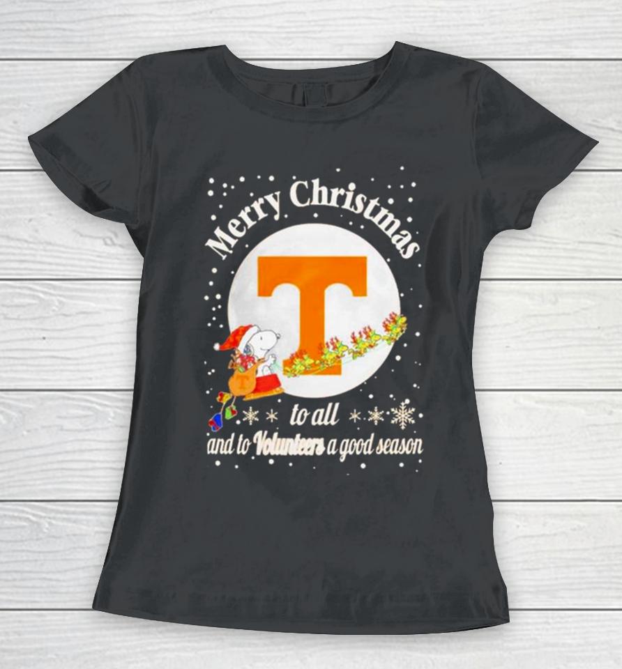Snoopy Merry Christmas To All And To Tennessee Volunteers A Good Season Women T-Shirt