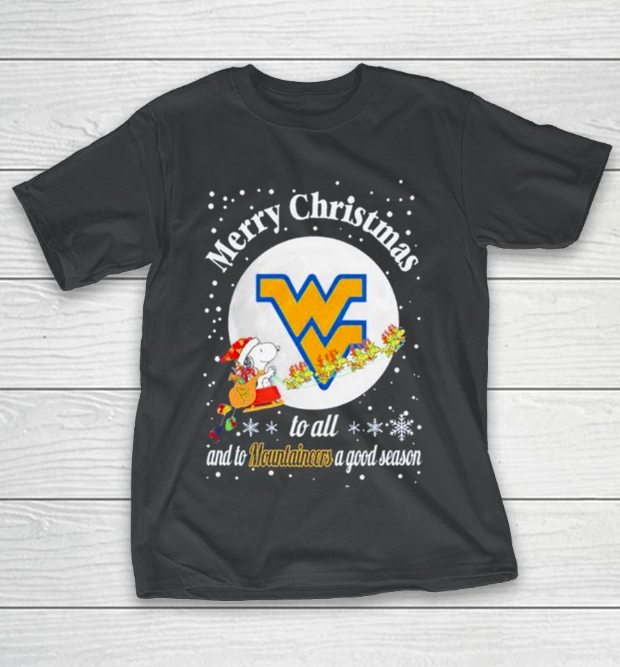 Snoopy Merry Christmas To All And To Virginia Mountaineers A Good Season T-Shirt