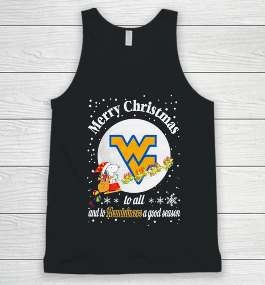 Snoopy Merry Christmas To All And To Virginia Mountaineers A Good Season Unisex Tank Top