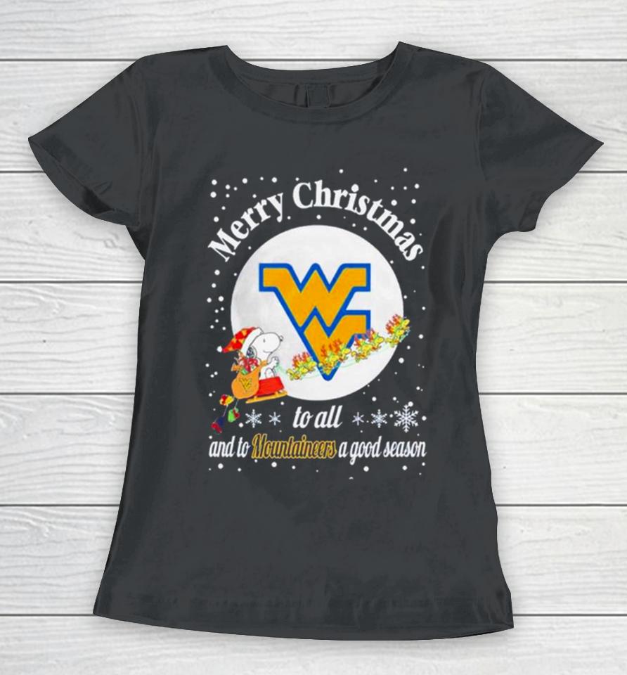 Snoopy Merry Christmas To All And To Virginia Mountaineers A Good Season Women T-Shirt