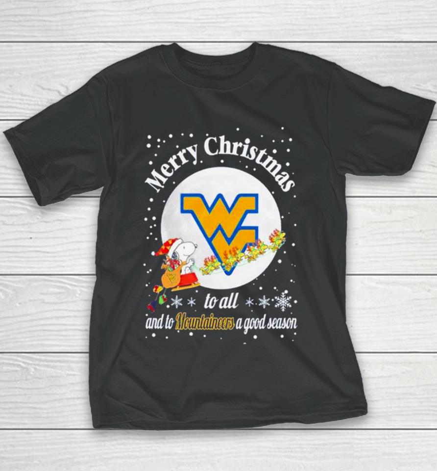 Snoopy Merry Christmas To All And To Virginia Mountaineers A Good Season Youth T-Shirt
