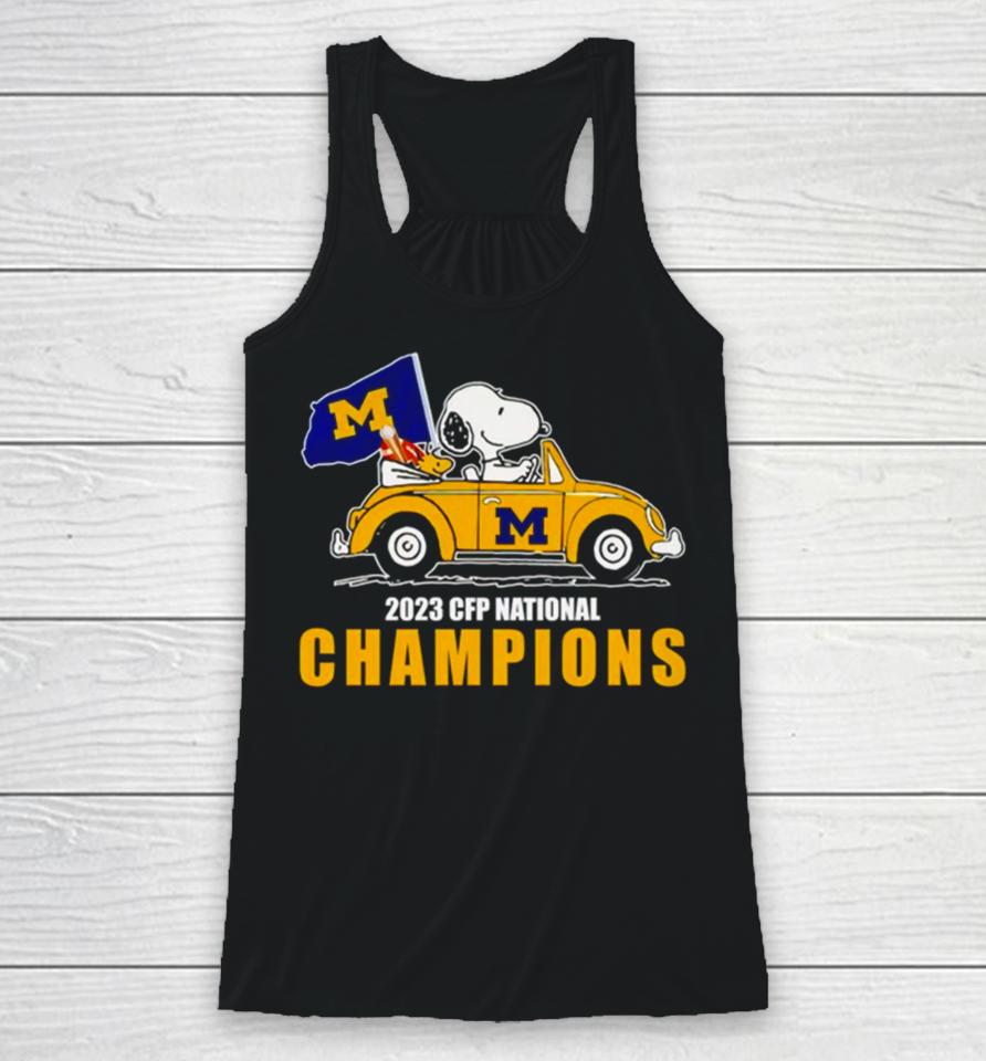 Snoopy Michigan Wolverines 2023 Cfp National Champions Racerback Tank