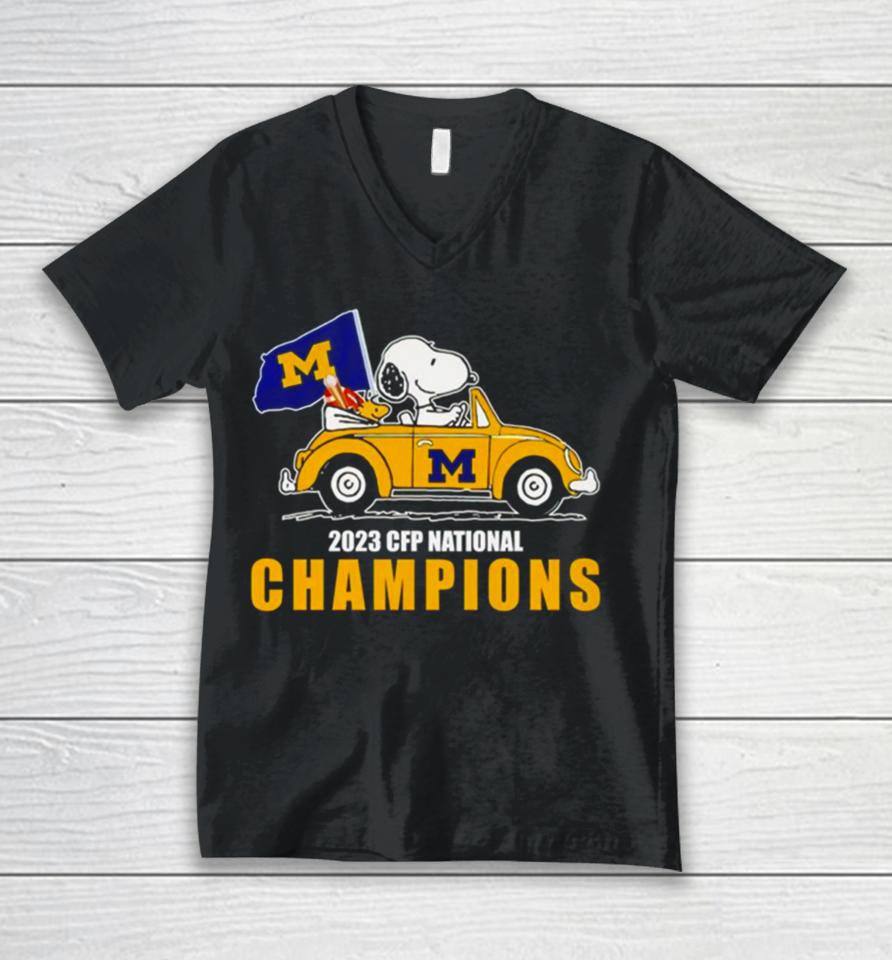 Snoopy Michigan Wolverines 2023 Cfp National Champions Unisex V-Neck T-Shirt