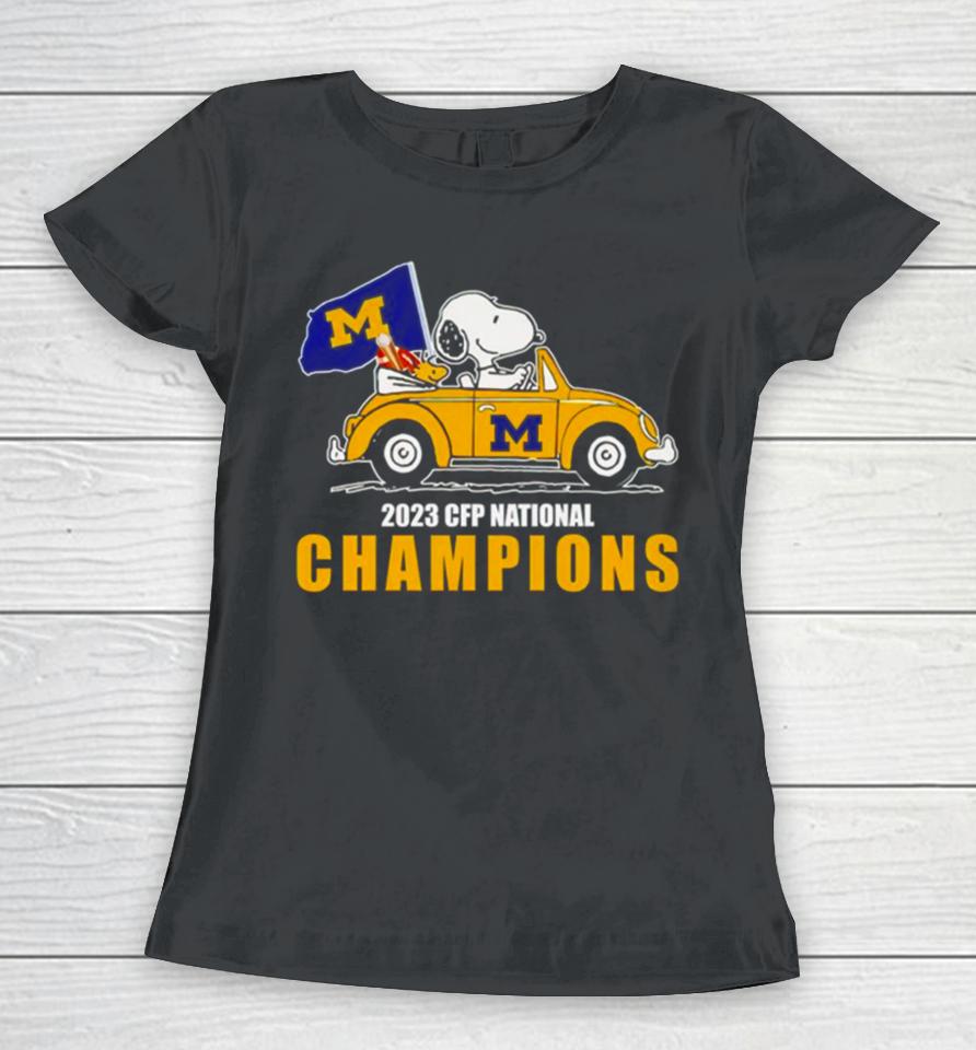 Snoopy Michigan Wolverines 2023 Cfp National Champions Women T-Shirt