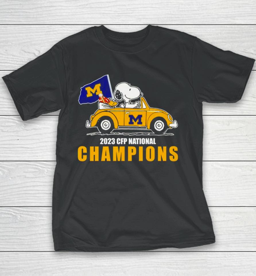 Snoopy Michigan Wolverines 2023 Cfp National Champions Youth T-Shirt