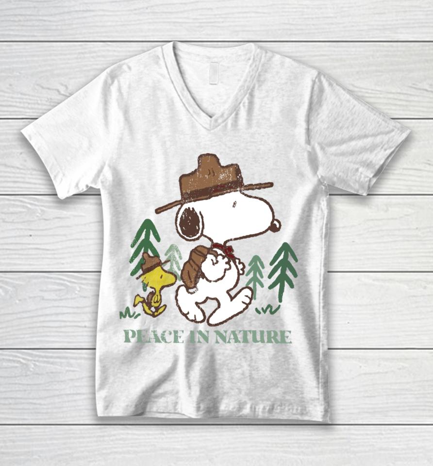 Snoopy Peace In Nature Unisex V-Neck T-Shirt