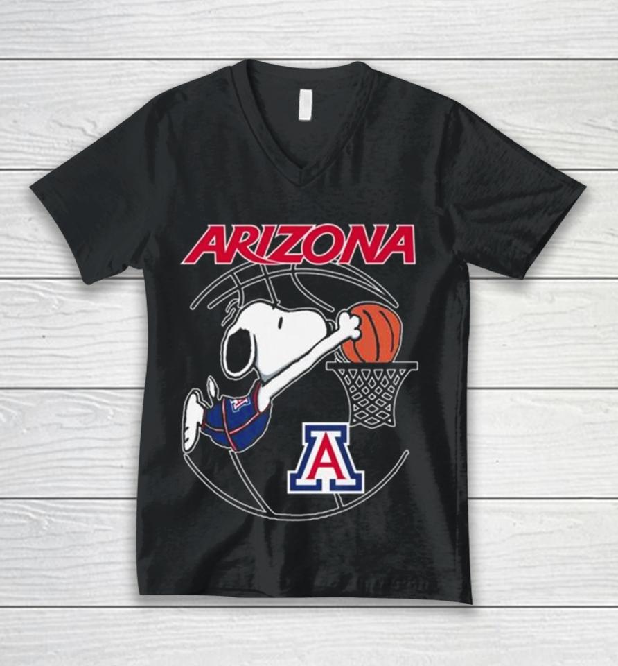 Snoopy Playing Basketball Arizona Wildcats 2024 Unisex V-Neck T-Shirt