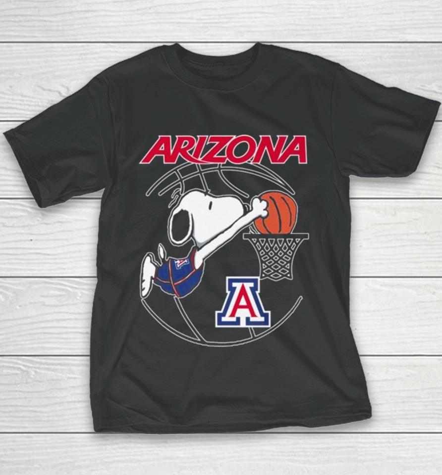 Snoopy Playing Basketball Arizona Wildcats 2024 Youth T-Shirt